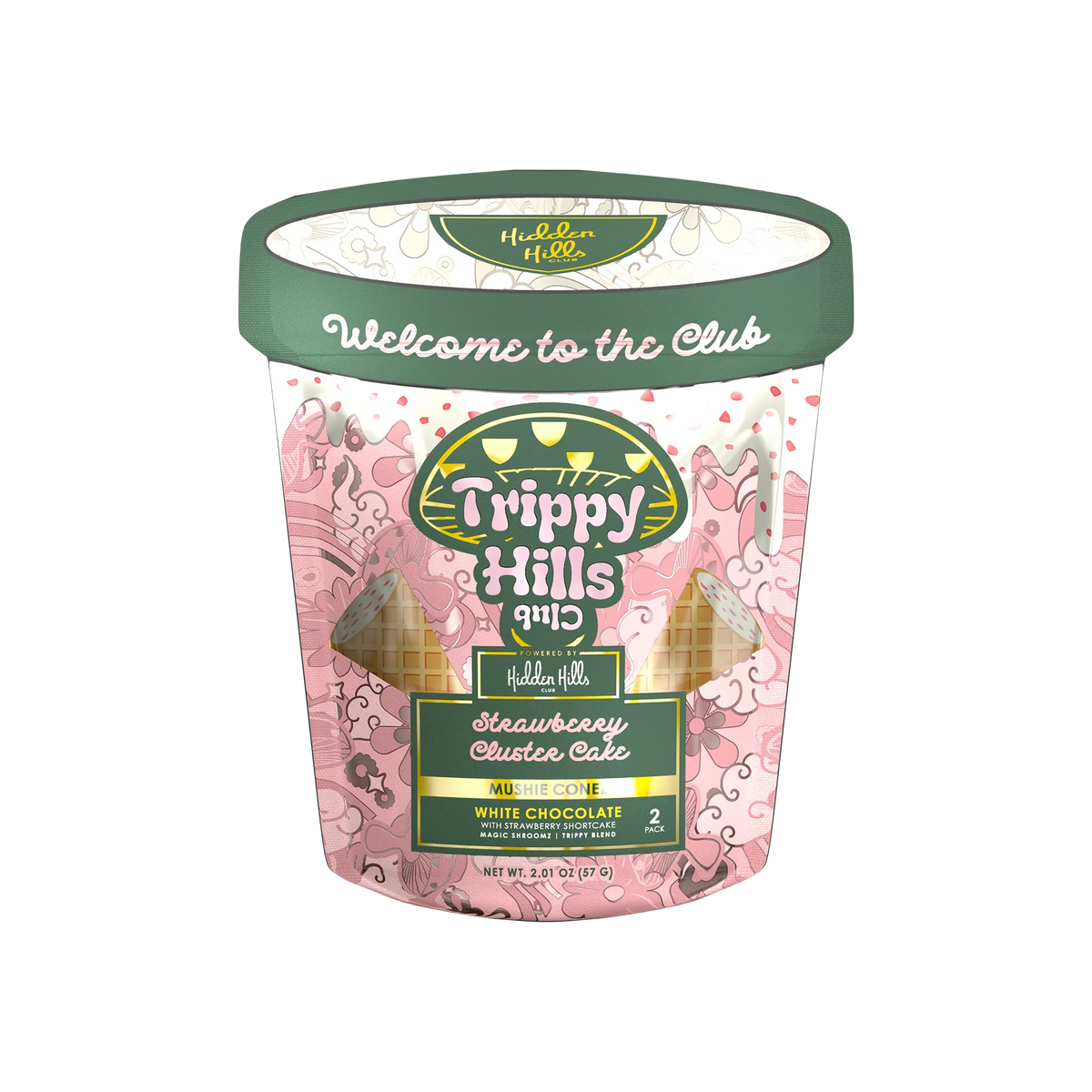 Trippy Hills Conez | Strawberry Cluster Cake